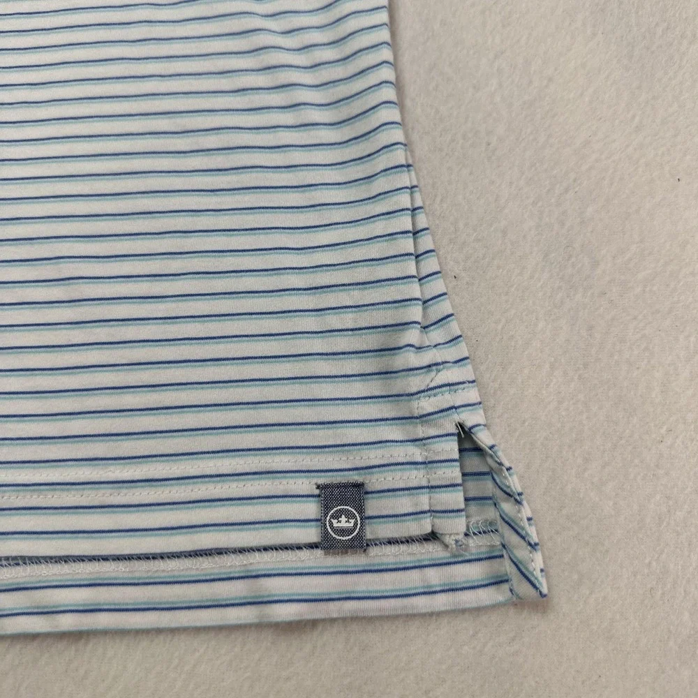 Peter Millar Polo Shirt Mens XL‎ Blue White Stripe Pima Cotton Golf Casual Knit